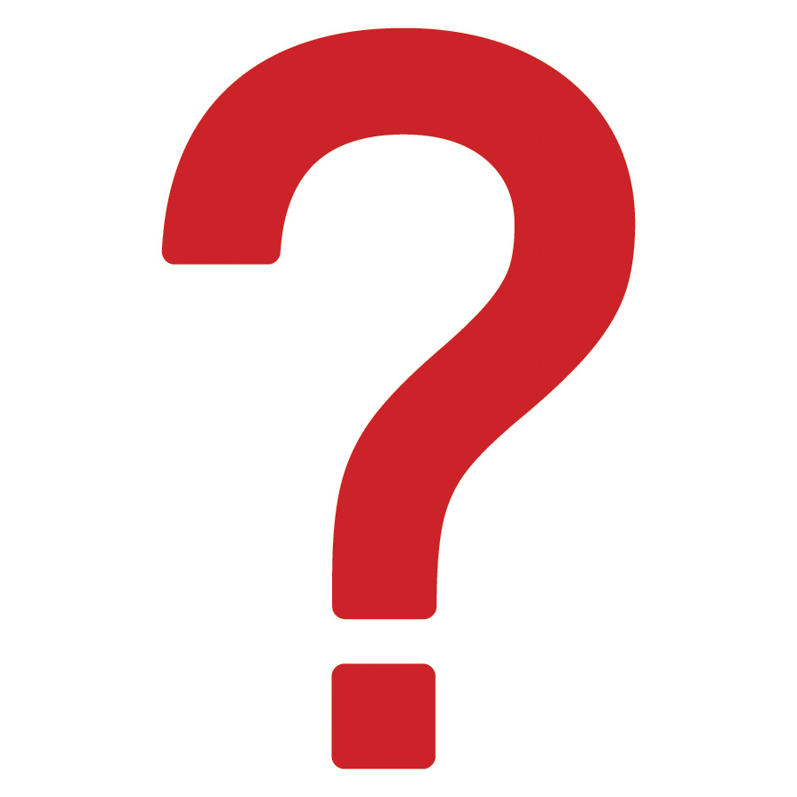 Red question mark icon on a white background